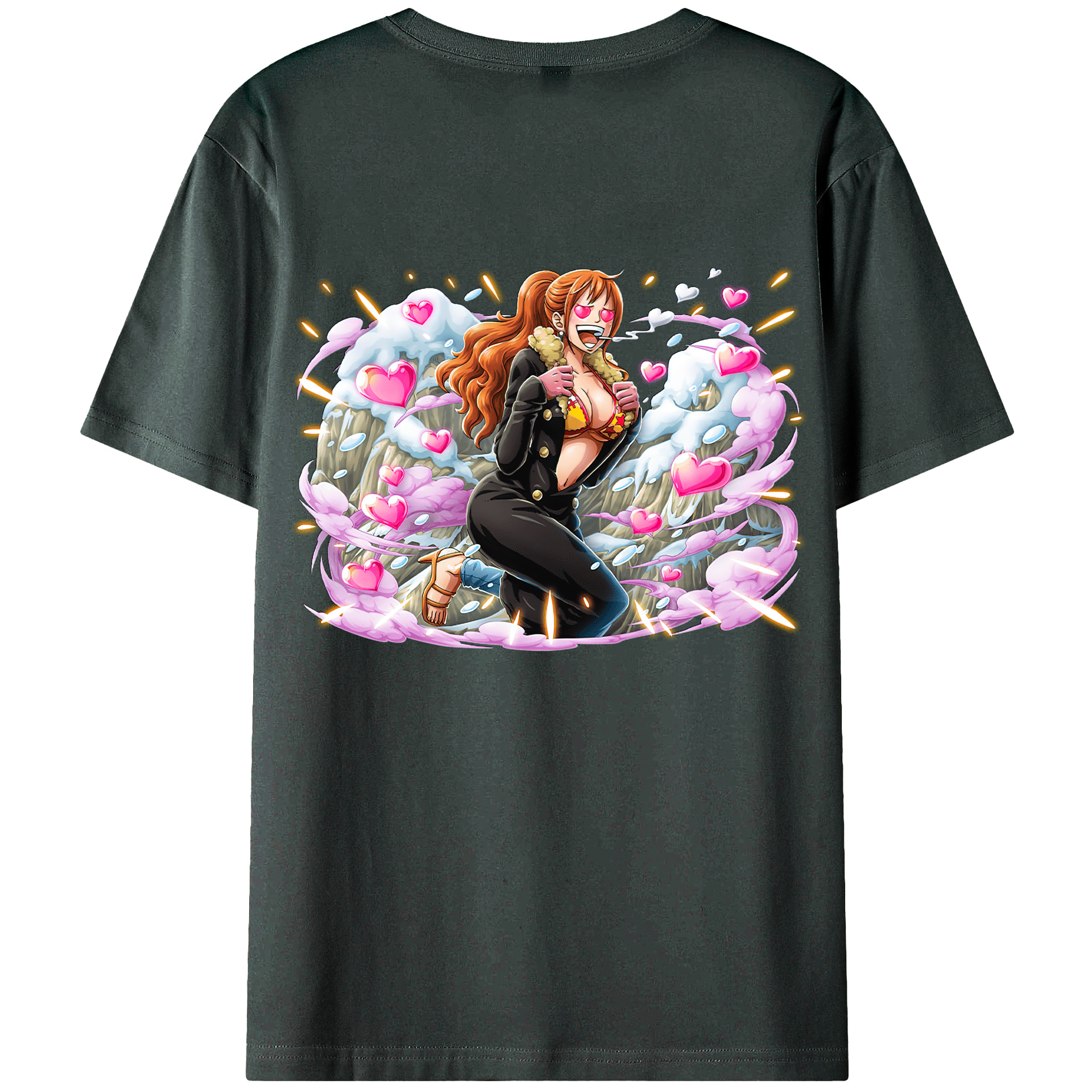 （画像用） ワンピース ナミ ONE PIECE Nami 綿100％ メンズ半袖Tシャツ（バックプリント） 通気性